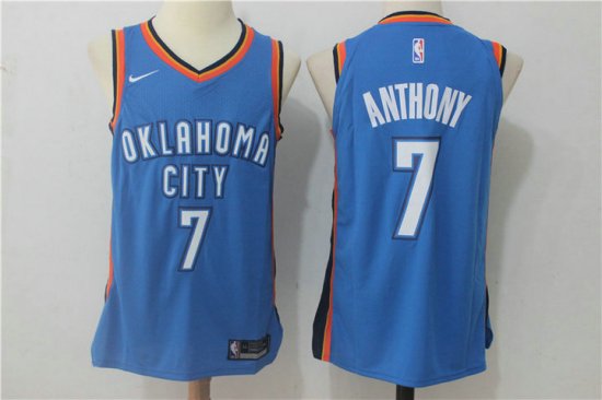 NBA 7 Anthony OKC Thunder 2017-18 Season Maillot bleu